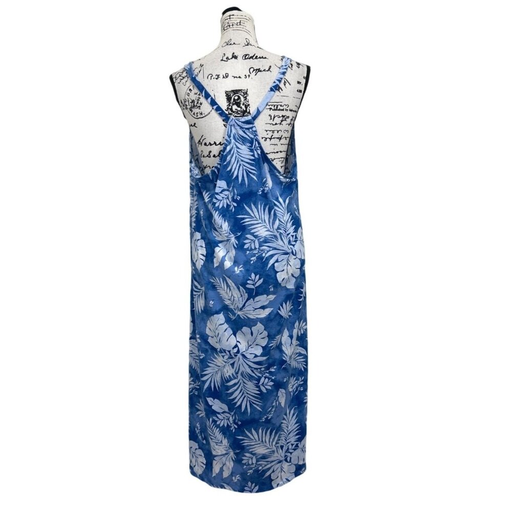 Ralph Lauren Black Label Maxi Dress Blue & White Floral Sleeveless Tropical - Picture 6 of 10